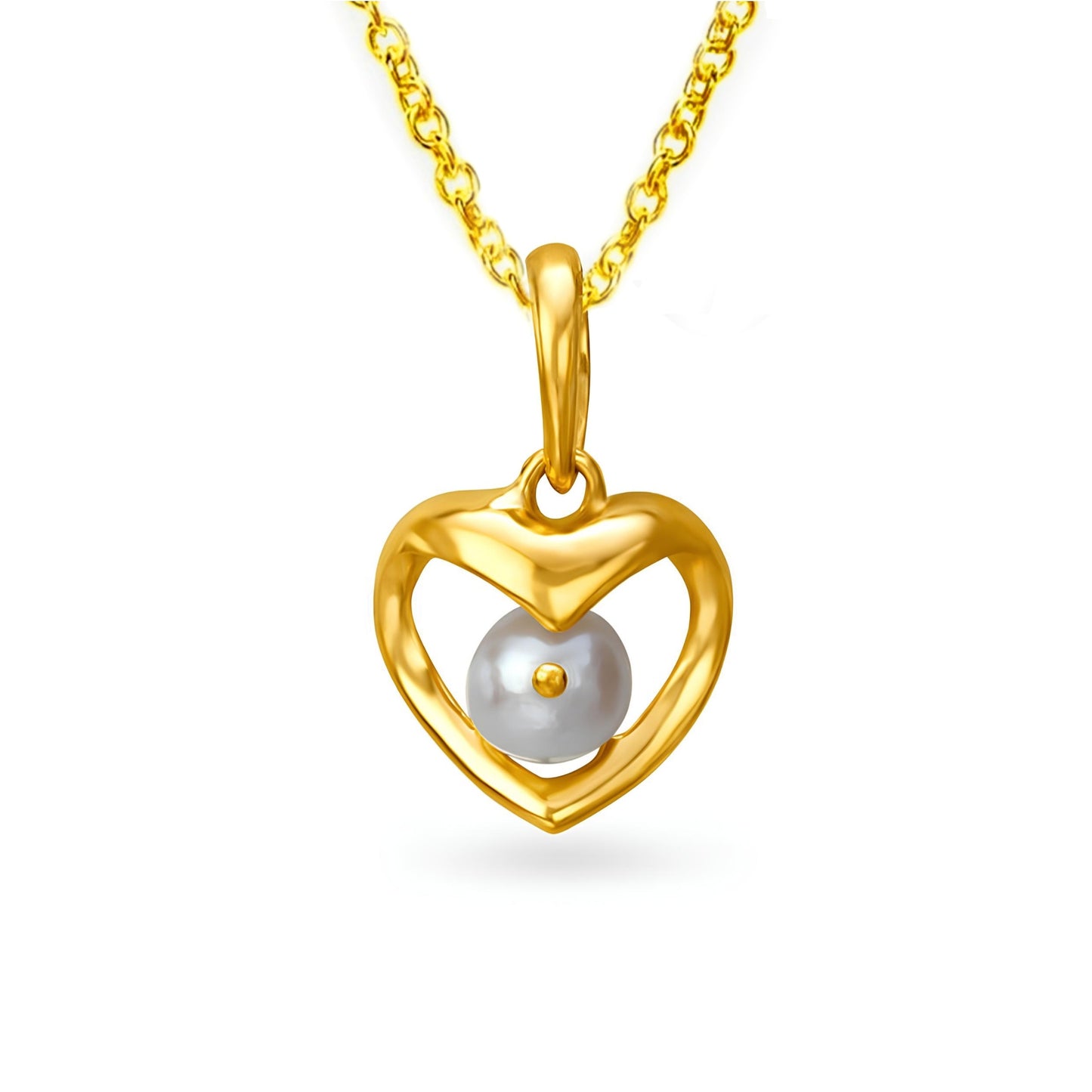 Pearl heart locket necklace with chain 