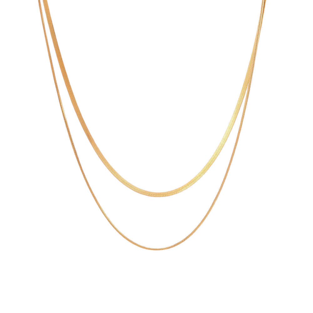 Layered Necklace, Dainty and Chic 2-Layer Gold Plated Necklace in 925 Sterling Silver