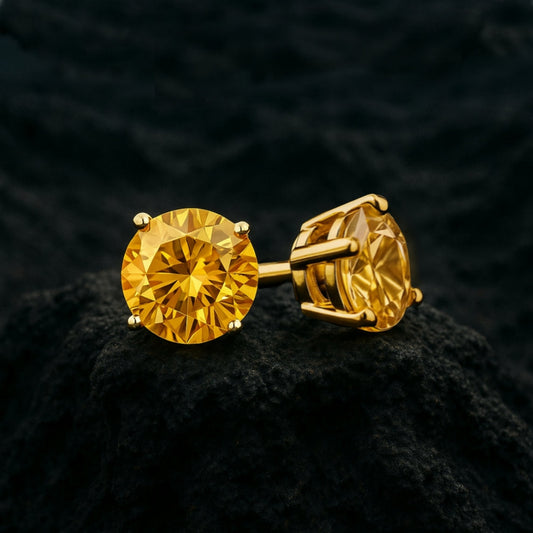 Pukhraj round cut studs earrings for women gift