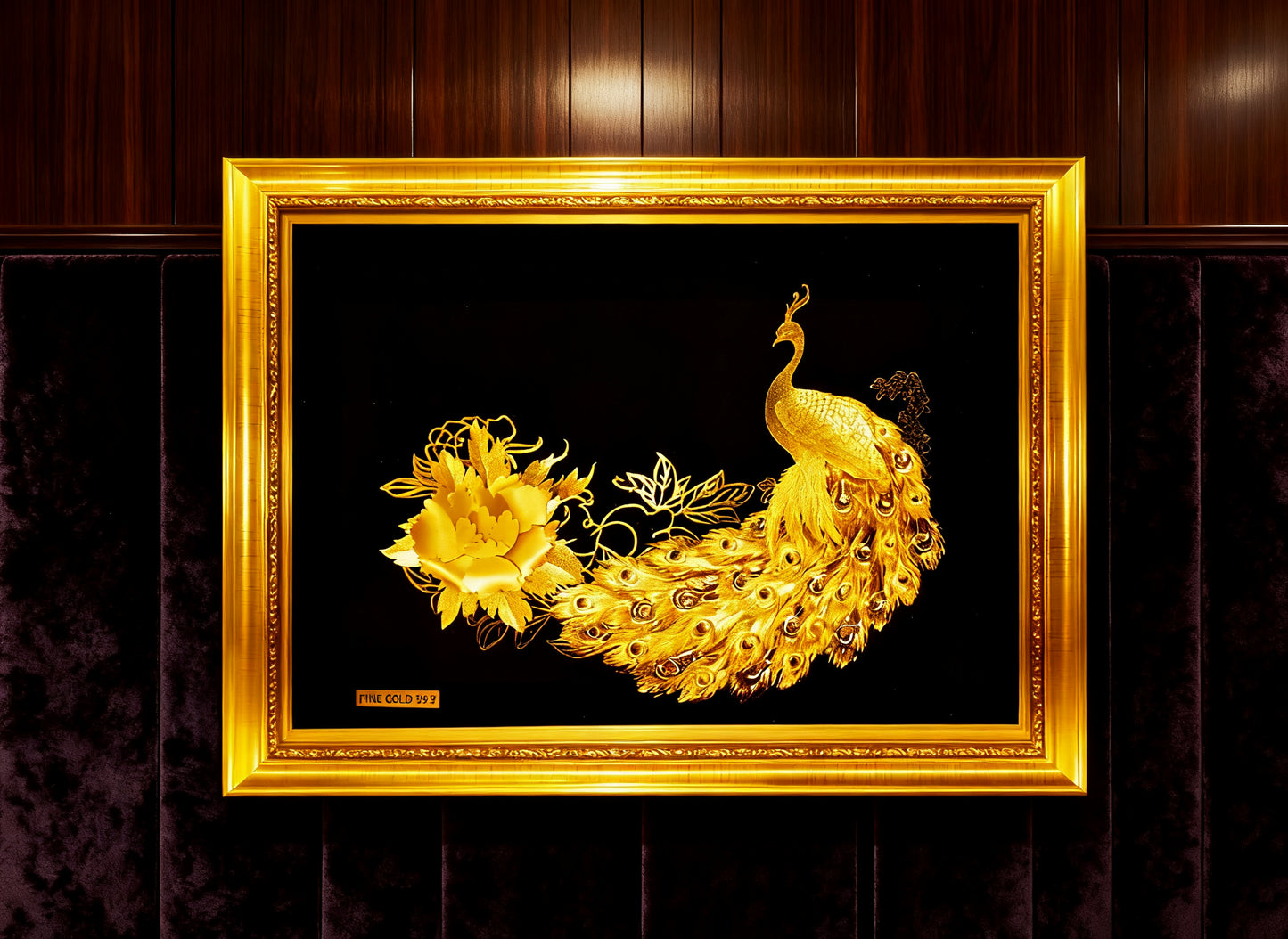 Pure_Gold_luxury_peacock_gold_foil_painting_traditional_indian