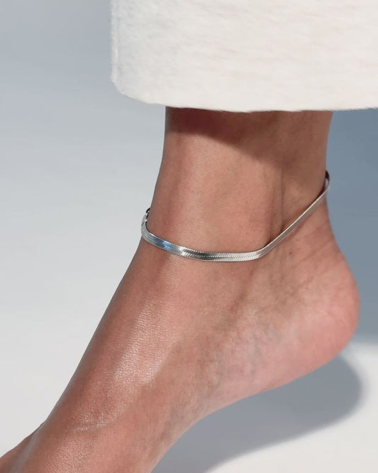 Silver anklet flat Chain for women 