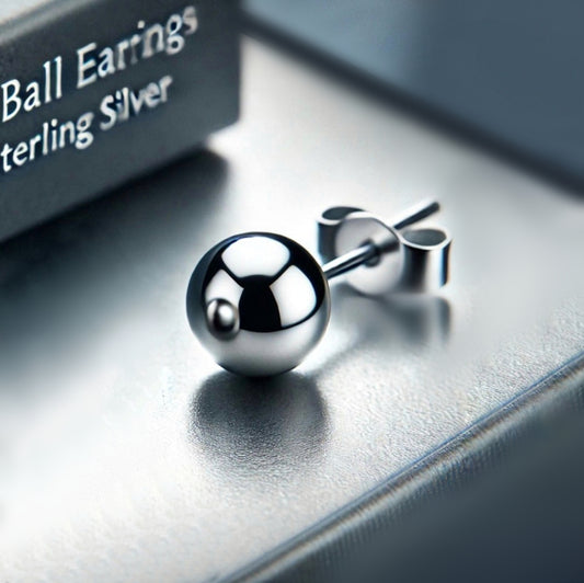 Silver ball earrings for men 