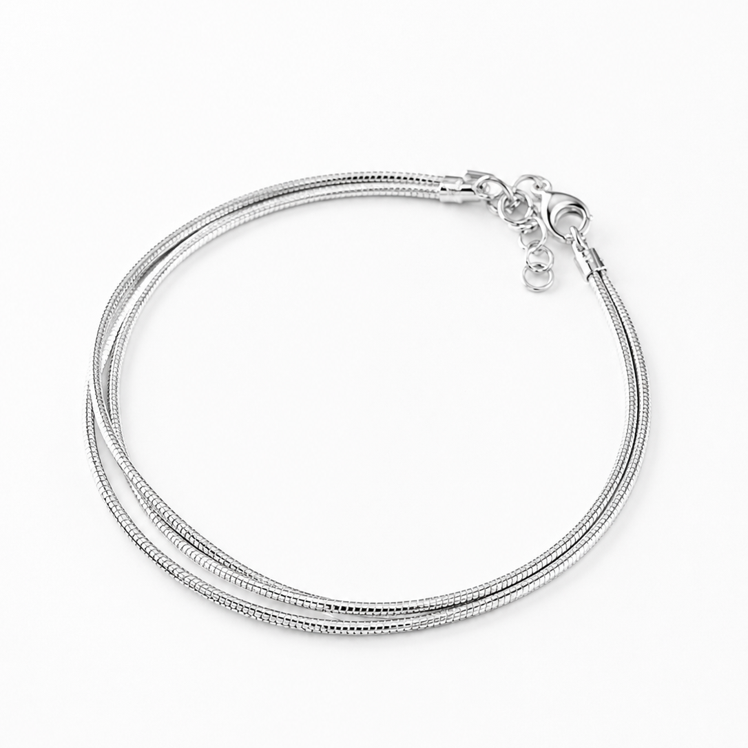 Silver bracelet on a white background