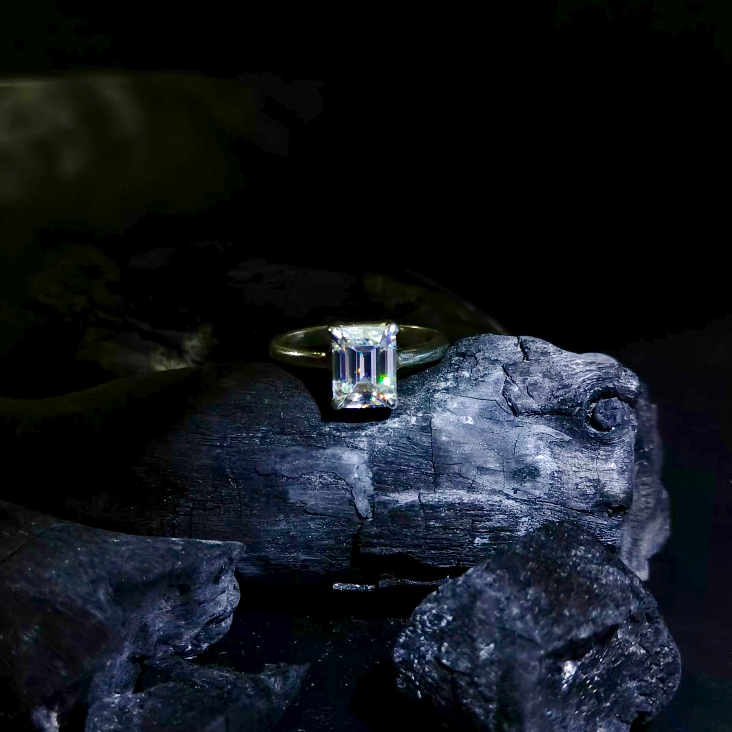 Silver emerald ring for women 