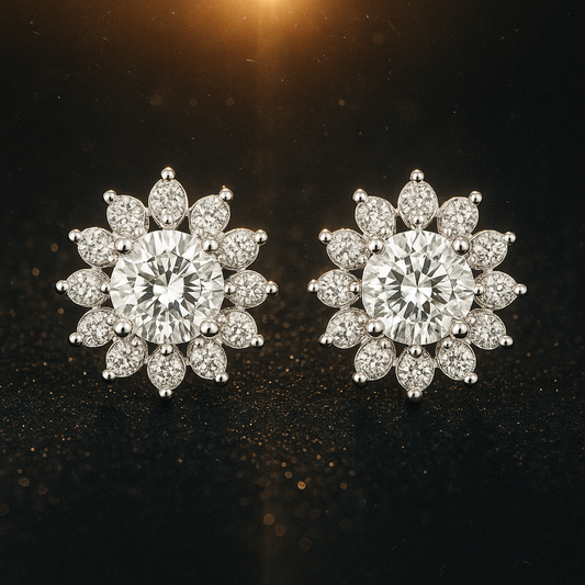 Sterling Silver Moissanite Diamond Earrings for Women