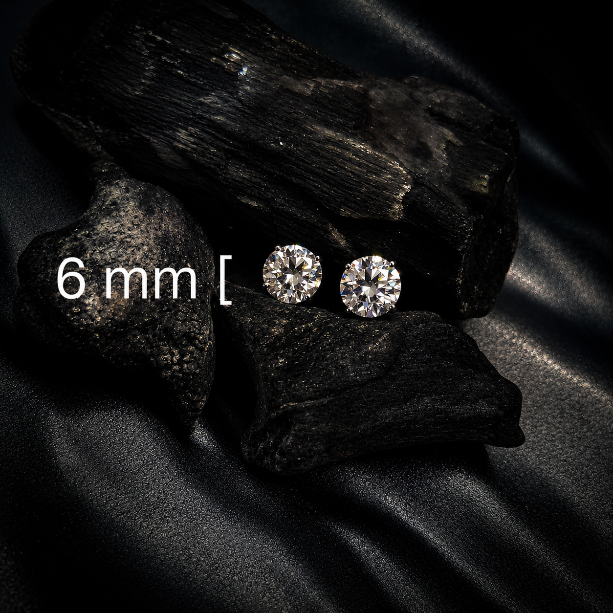 Studs moissanite diamond earrings 6 mm