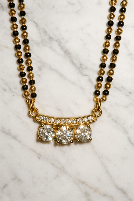 Three stones diamond mangalsutra 