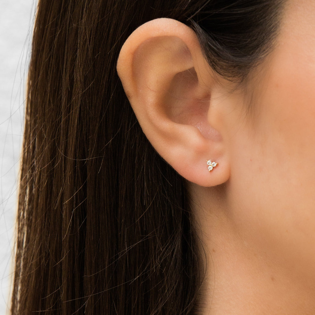 Triple-Diamond-Stud-Earrings for women 