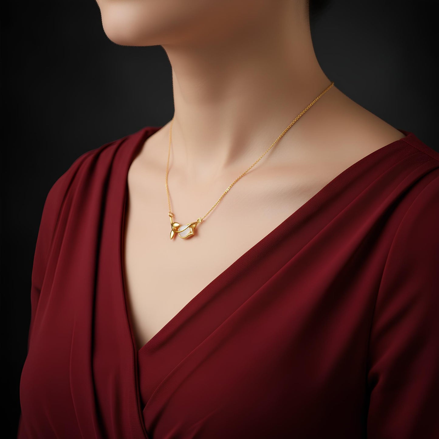 Tulip cute dainty necklace for women with chain