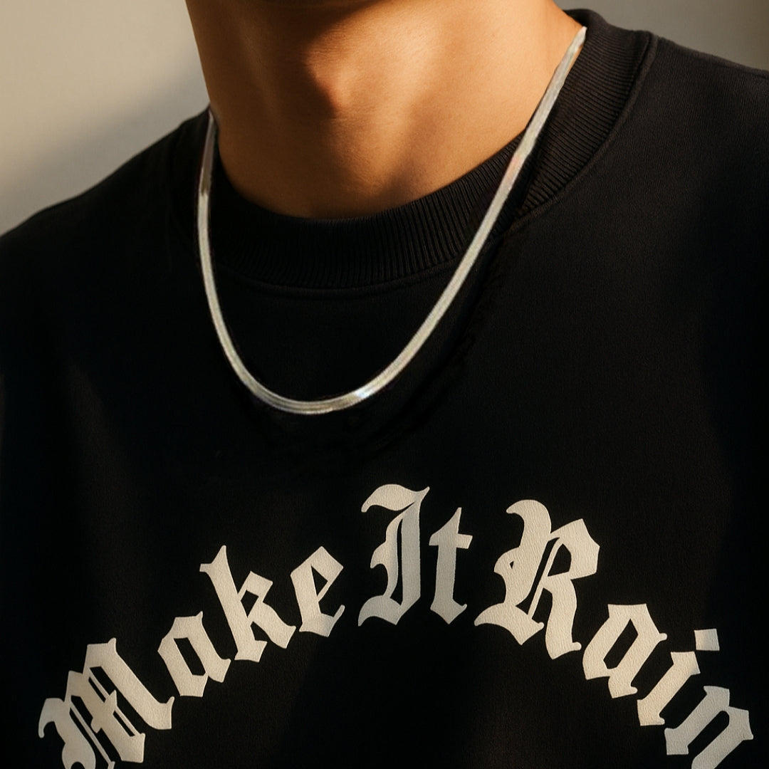 flat snake chain silver men