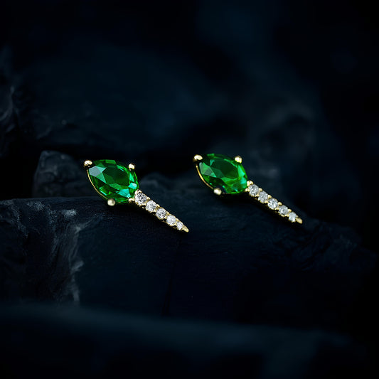 Green Tear drop earrings 
