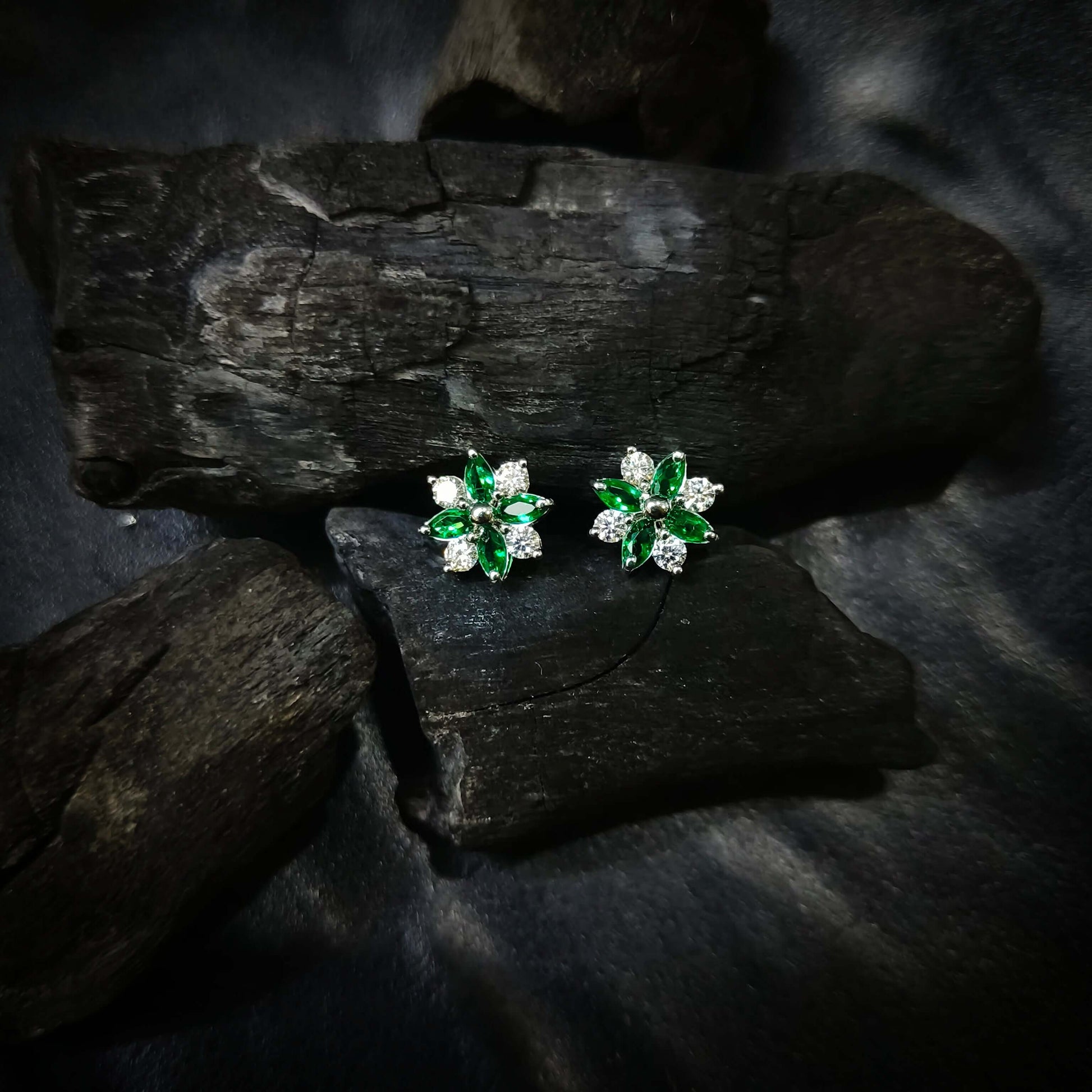 green emerald studs