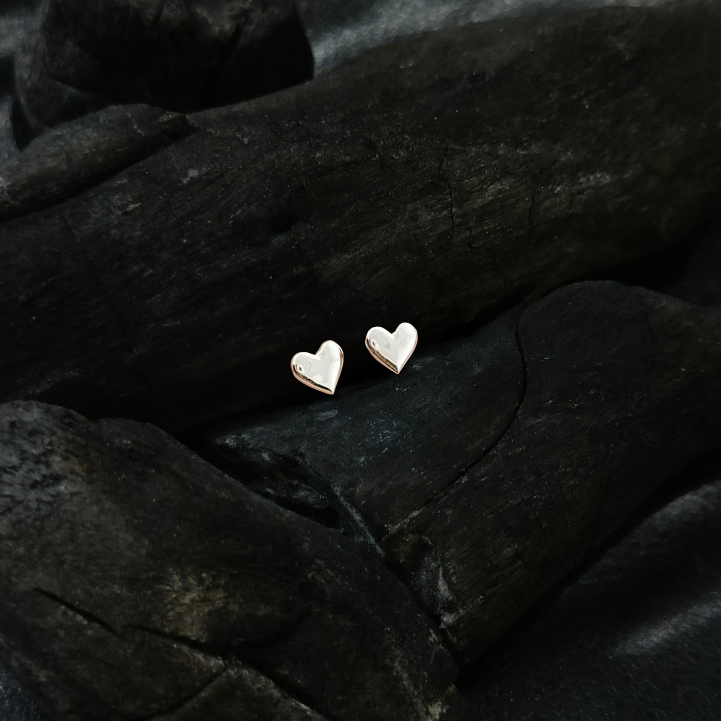 heart shape sterling silver studs