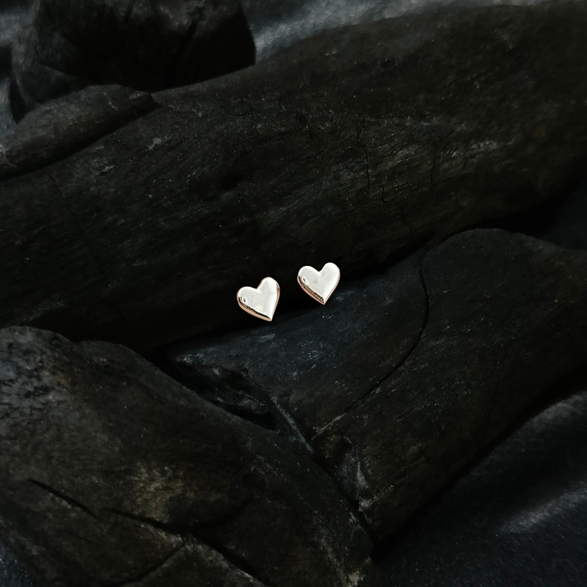 heart shape sterling silver studs