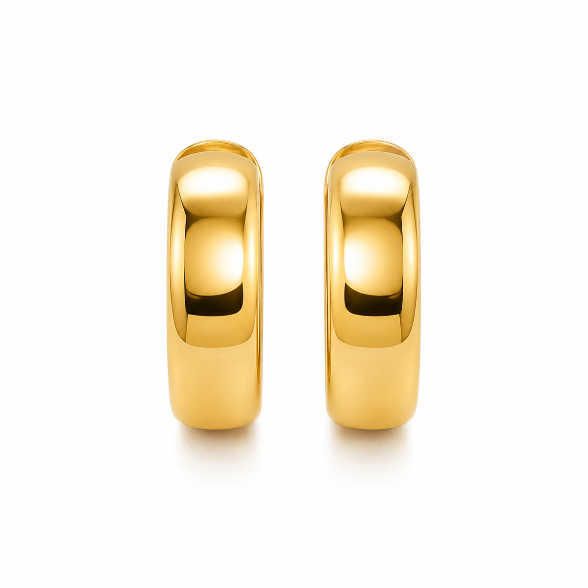 polished yellow gold hoop earrings