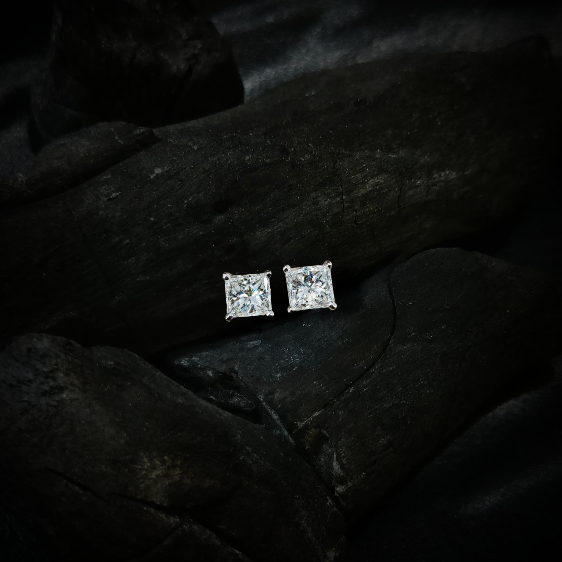 princess cut studs earrings for women