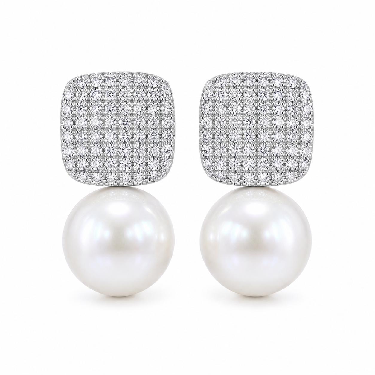 Pearl & Moissanite Diamond 925 Sterling Silver Statement Stud Earrings | Zariya Jewellery