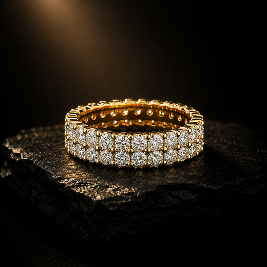 Double Eternity Diamond Gold Ring Band | Luxury Diamond Band Ring | Zariya Jewellery