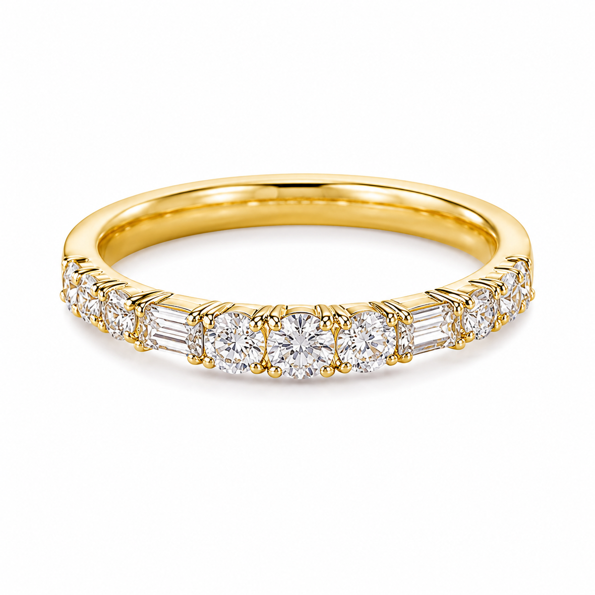 Round Baguette Moissanite Diamond Wedding Band Ring | Zariya Jewellery