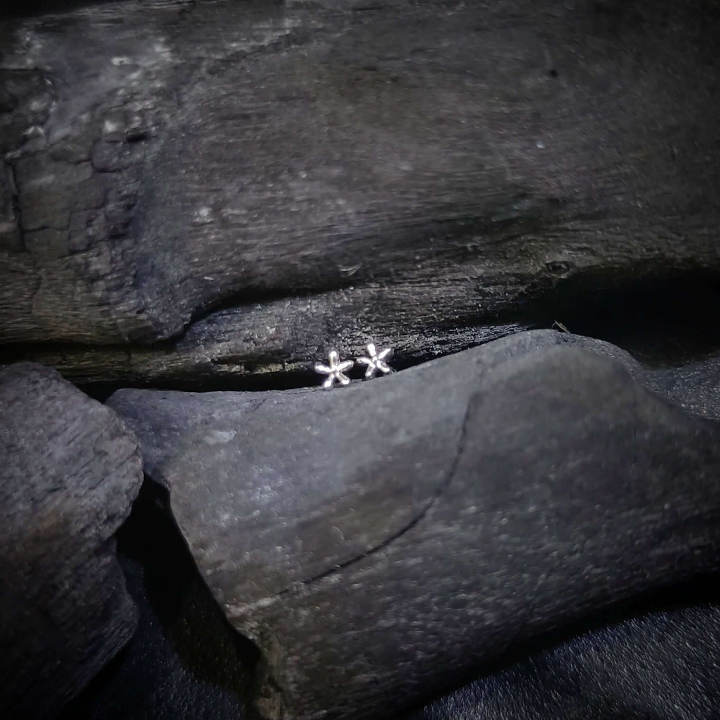 silver flower studs